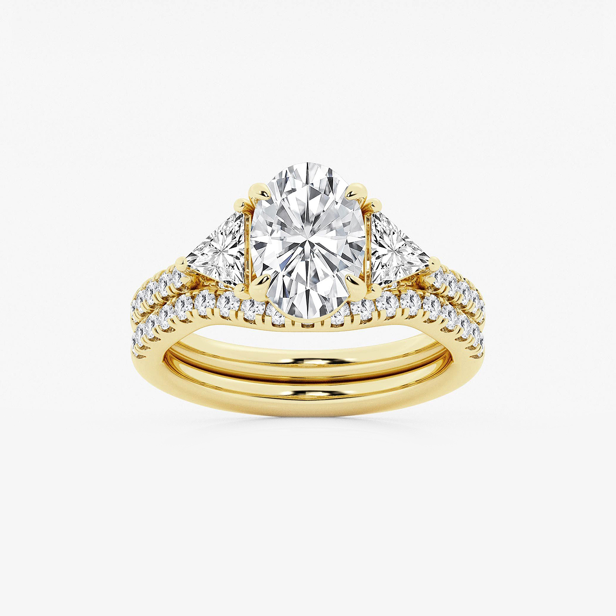 3 1/4 ctw Oval Lab Grown Diamond Three-Stone Bridal Set