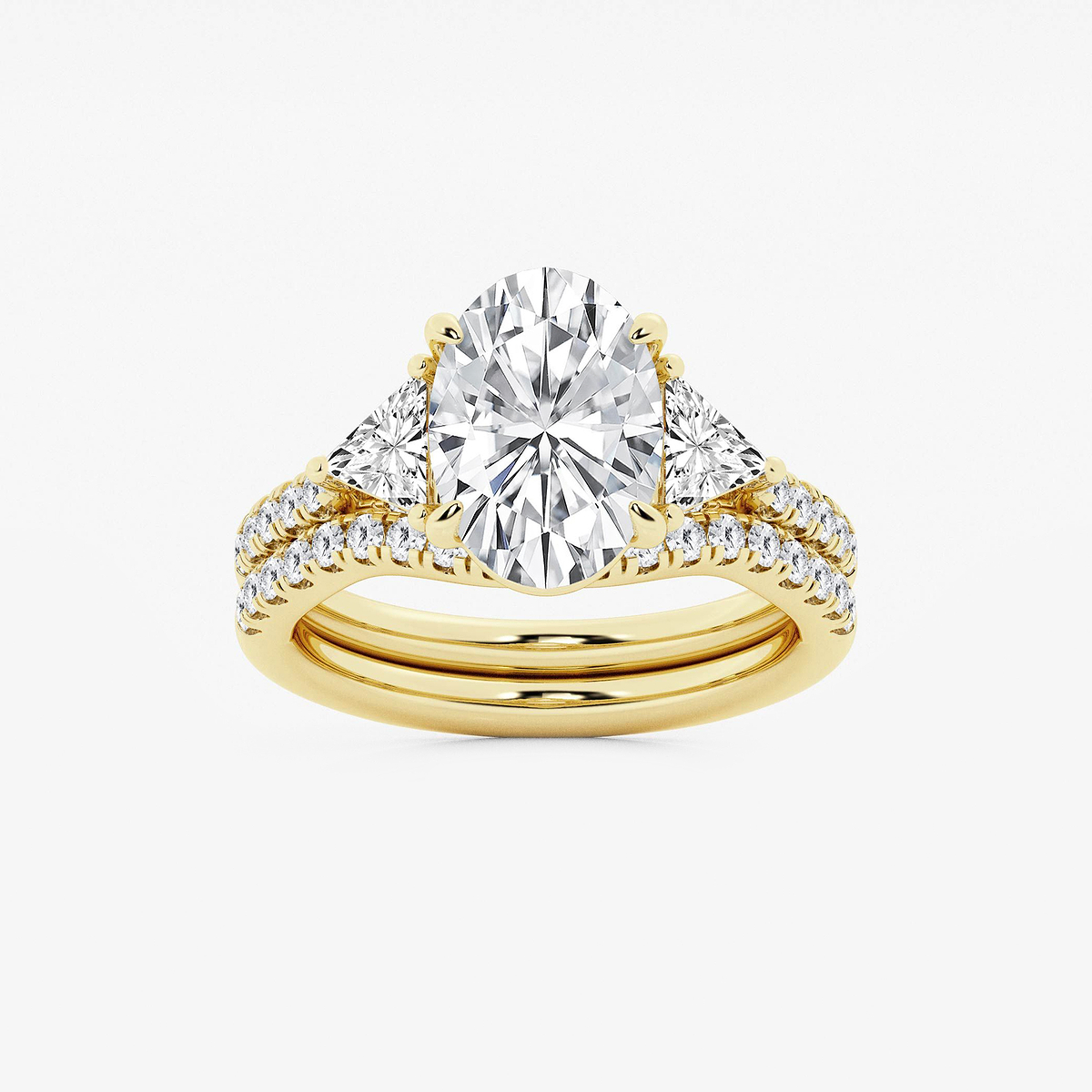 4 1/4 ctw Oval Lab Grown Diamond Three-Stone Bridal Set