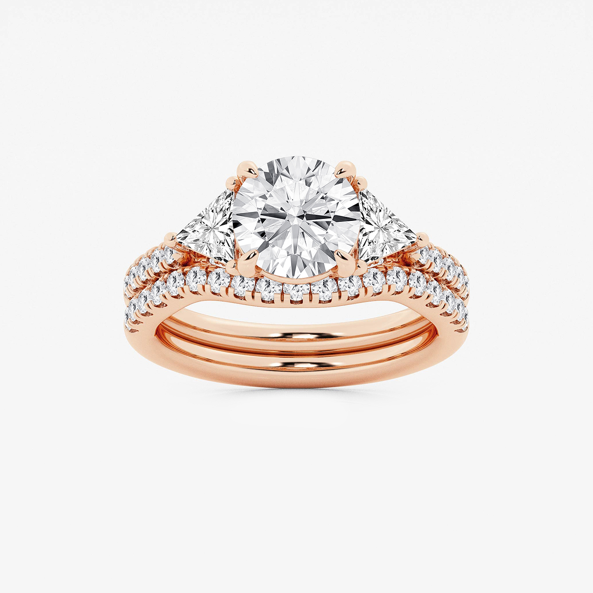 3 1/4 ctw Round Lab Grown Diamond Three-Stone Bridal Set