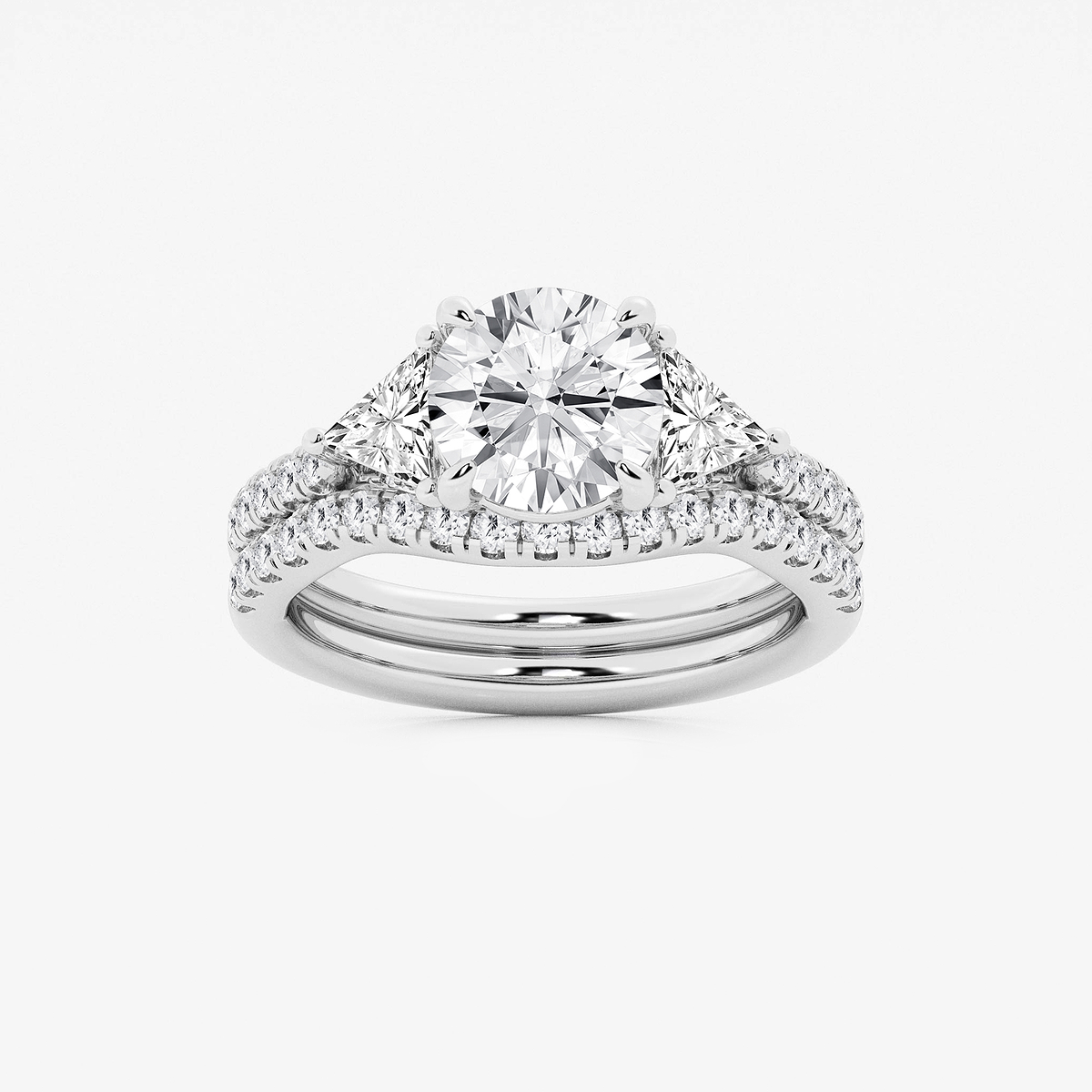 3 1/4 ctw Round Lab Grown Diamond Three-Stone Bridal Set