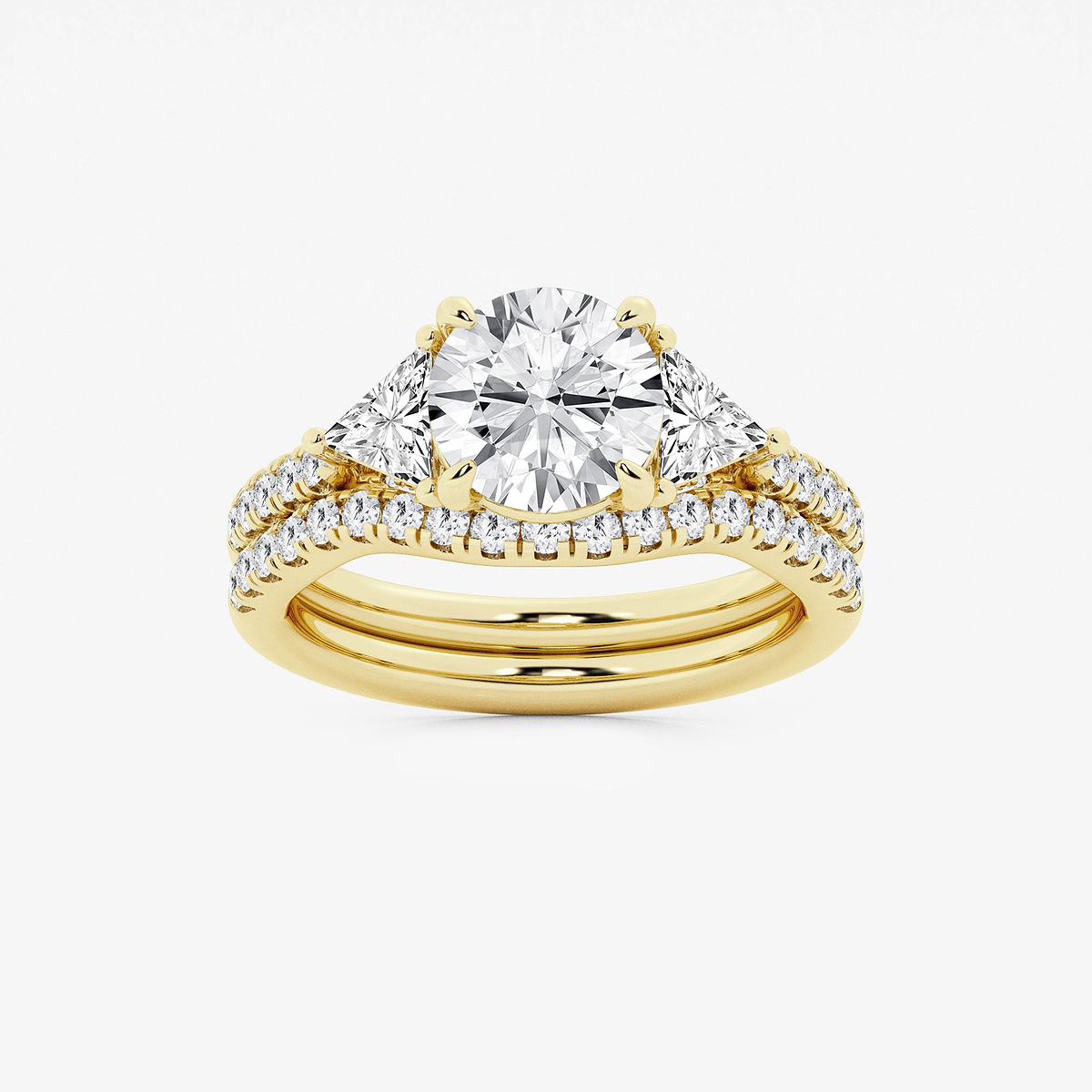 3 1/4 ctw Round Lab Grown Diamond Three-Stone Bridal Set