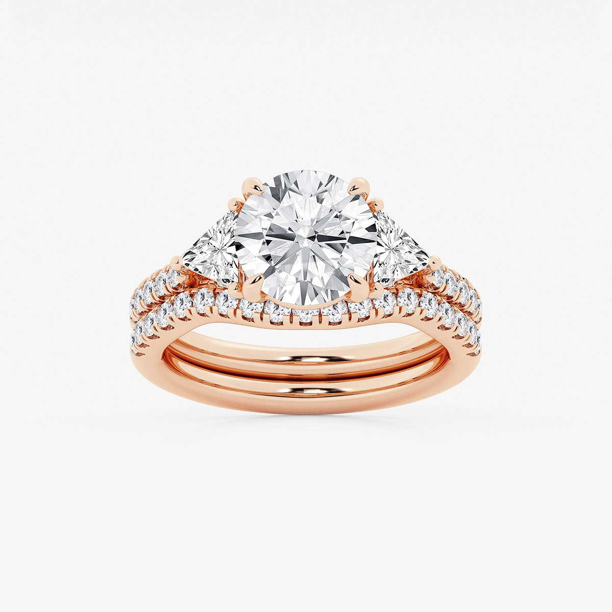 3 3/4 ctw Round Lab Grown Diamond Three-Stone Bridal Set