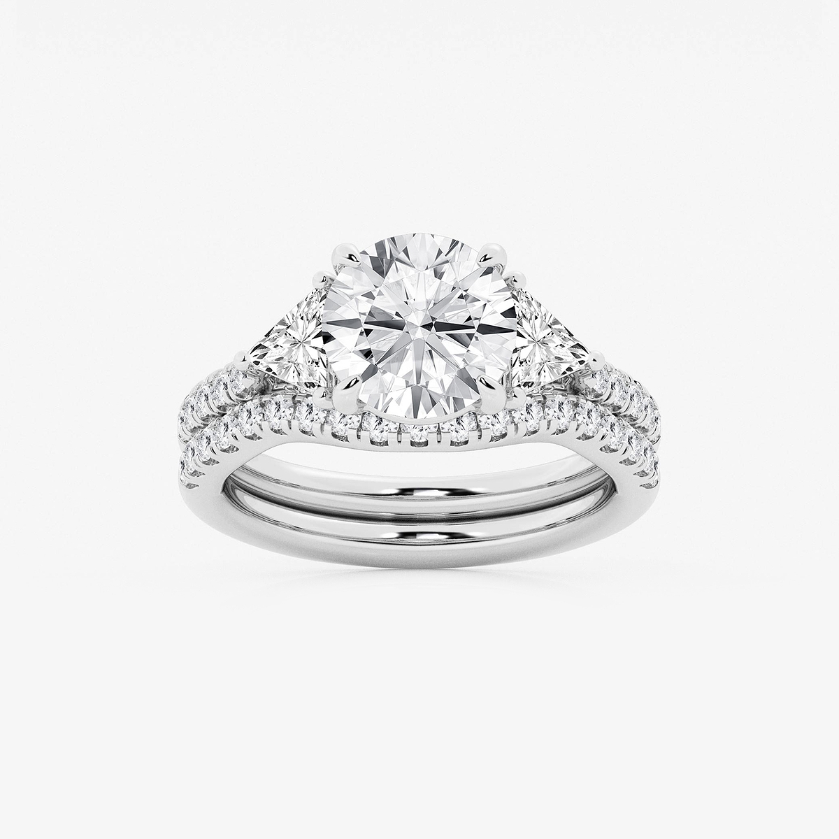 3 3/4 ctw Round Lab Grown Diamond Three-Stone Bridal Set