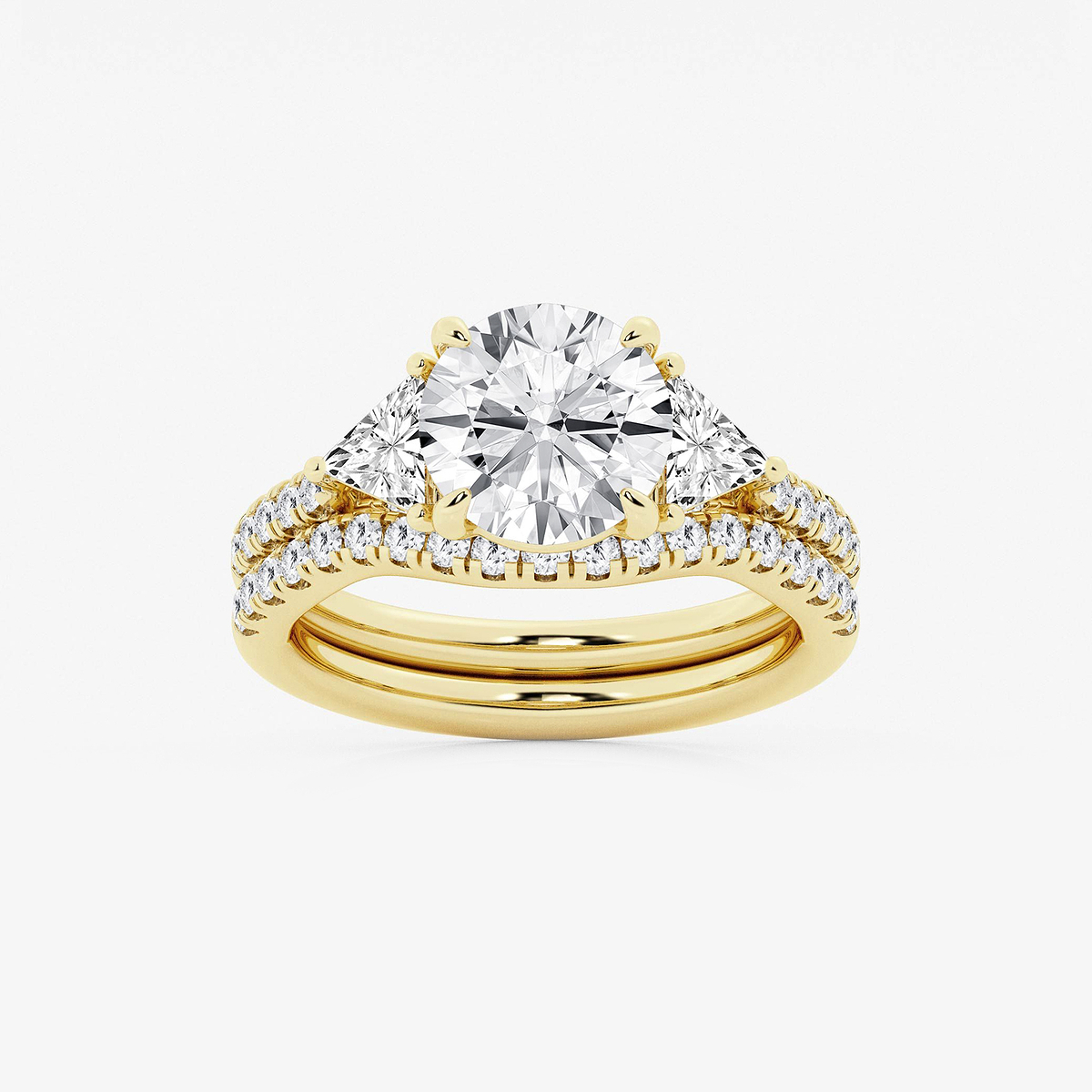 3 3/4 ctw Round Lab Grown Diamond Three-Stone Bridal Set