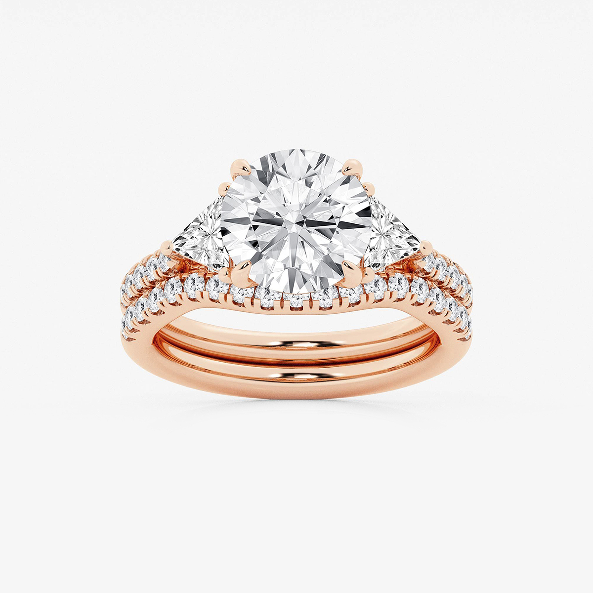 4 1/4 ctw Round Lab Grown Diamond Three-Stone Bridal Set