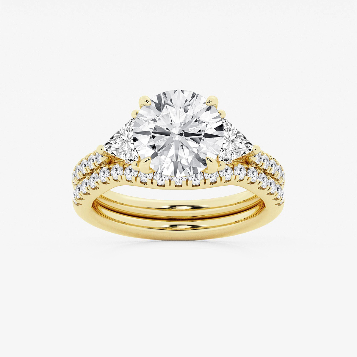 4 1/4 ctw Round Lab Grown Diamond Three-Stone Bridal Set