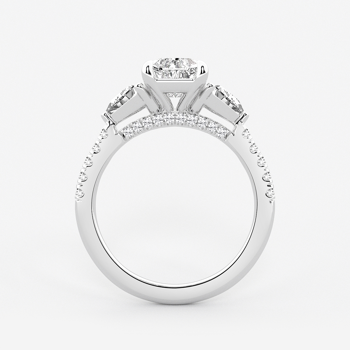 Additional Image 1 for  3 1/4 ctw Radiant Lab Grown Diamond Three-Stone Bridal Set