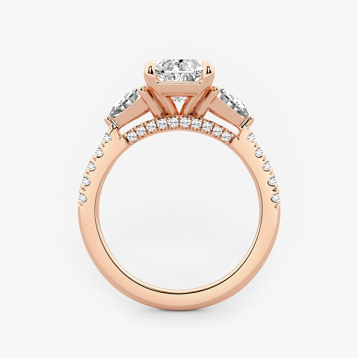 Additional Image 1 for  3 3/4 ctw Radiant Lab Grown Diamond Three-Stone Bridal Set