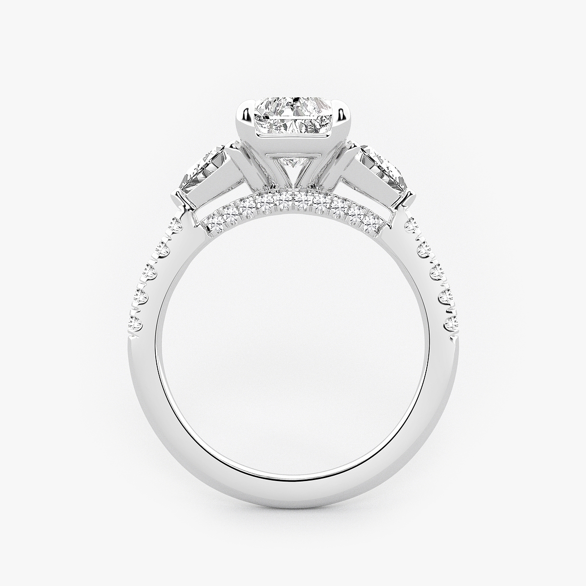 Additional Image 1 for  3 3/4 ctw Radiant Lab Grown Diamond Three-Stone Bridal Set