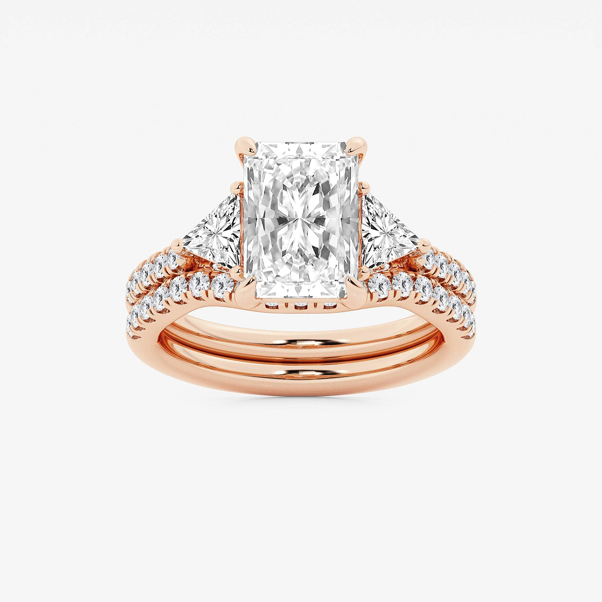 4 1/4 ctw Radiant Lab Grown Diamond Three-Stone Bridal Set