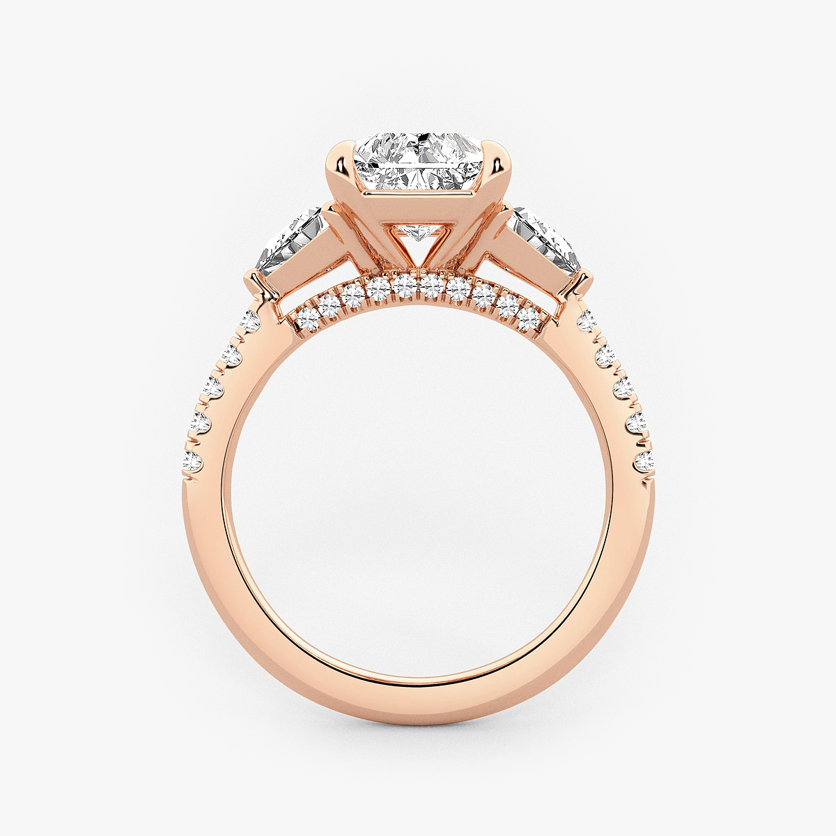Additional Image 1 for  4 1/4 ctw Radiant Lab Grown Diamond Three-Stone Bridal Set