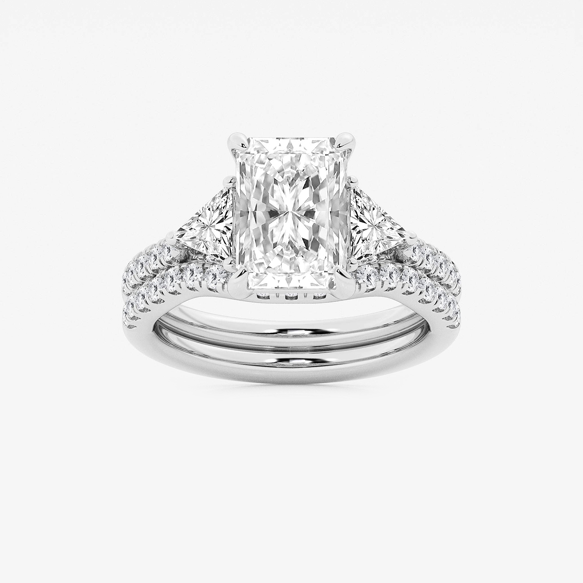 4 1/4 ctw Radiant Lab Grown Diamond Three-Stone Bridal Set