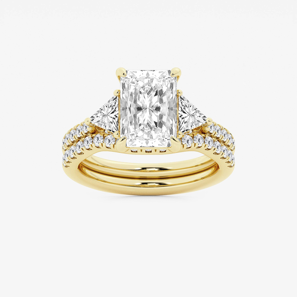 4 1/4 ctw Radiant Lab Grown Diamond Three-Stone Bridal Set