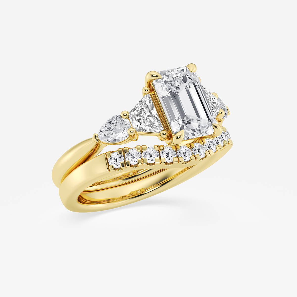 Additional Image 1 for  3 ctw Emerald Lab Grown Diamond Trapezoid and Pear Side Stone Bridal Set