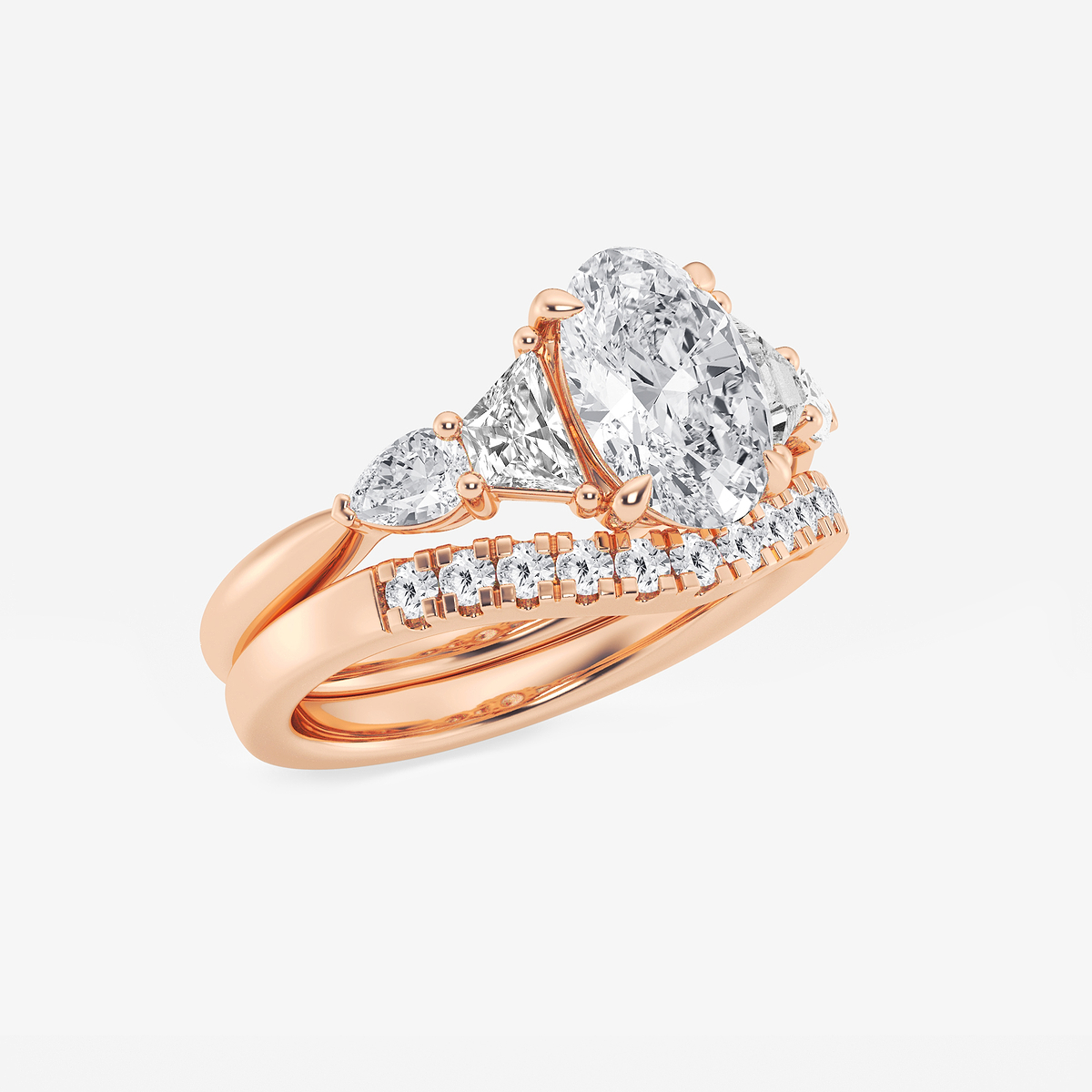 Additional Image 1 for  3 ctw Oval Lab Grown Diamond Trapezoid and Pear Side Stone Bridal Set