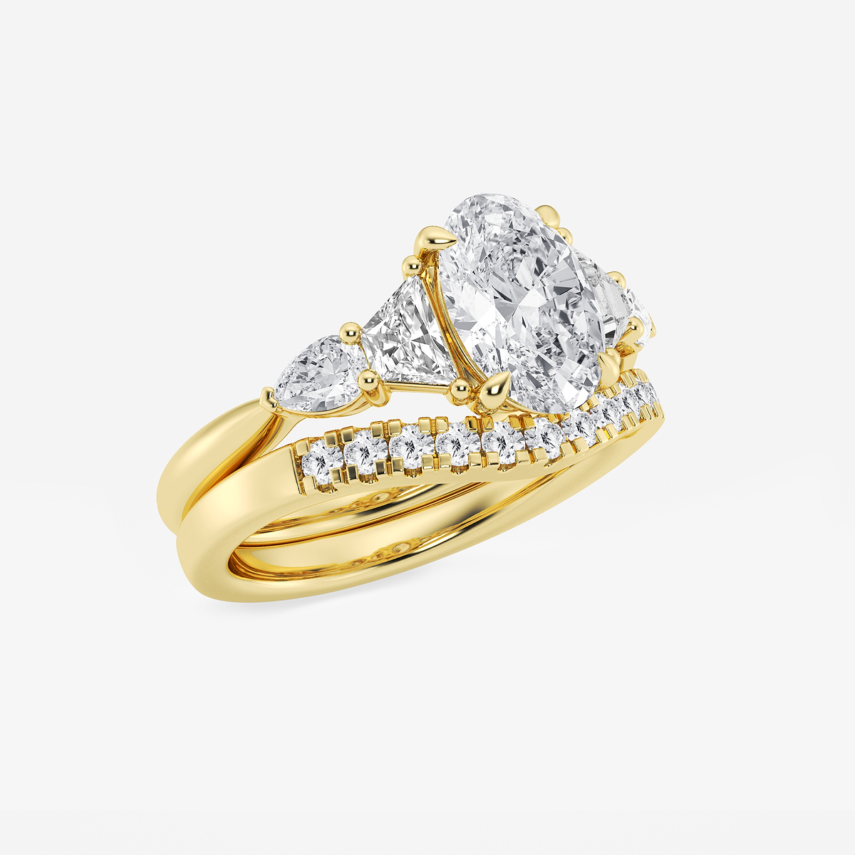 Additional Image 1 for  3 ctw Oval Lab Grown Diamond Trapezoid and Pear Side Stone Bridal Set