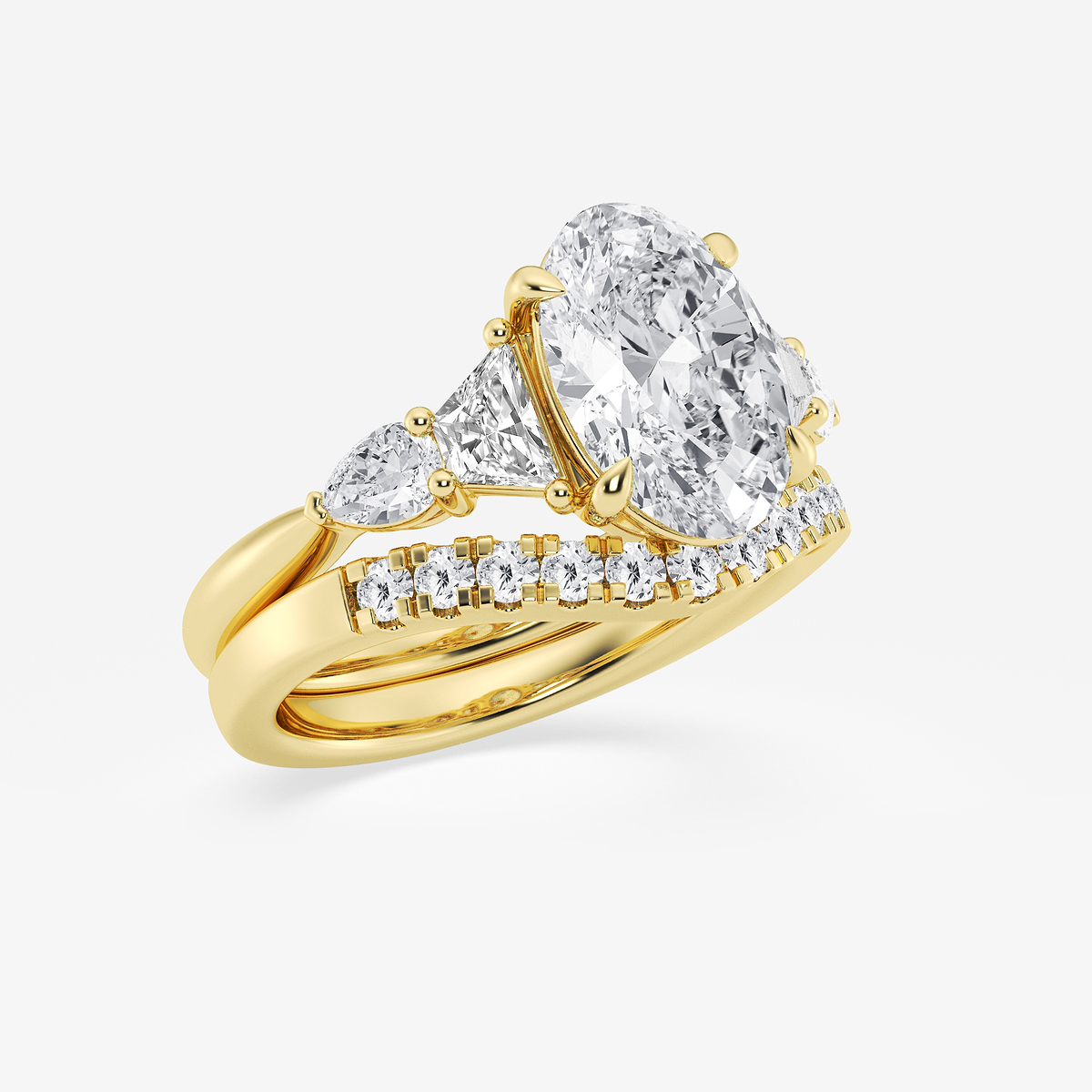 Additional Image 1 for  4 ctw Oval Lab Grown Diamond Trapezoid and Pear Side Stone Bridal Set