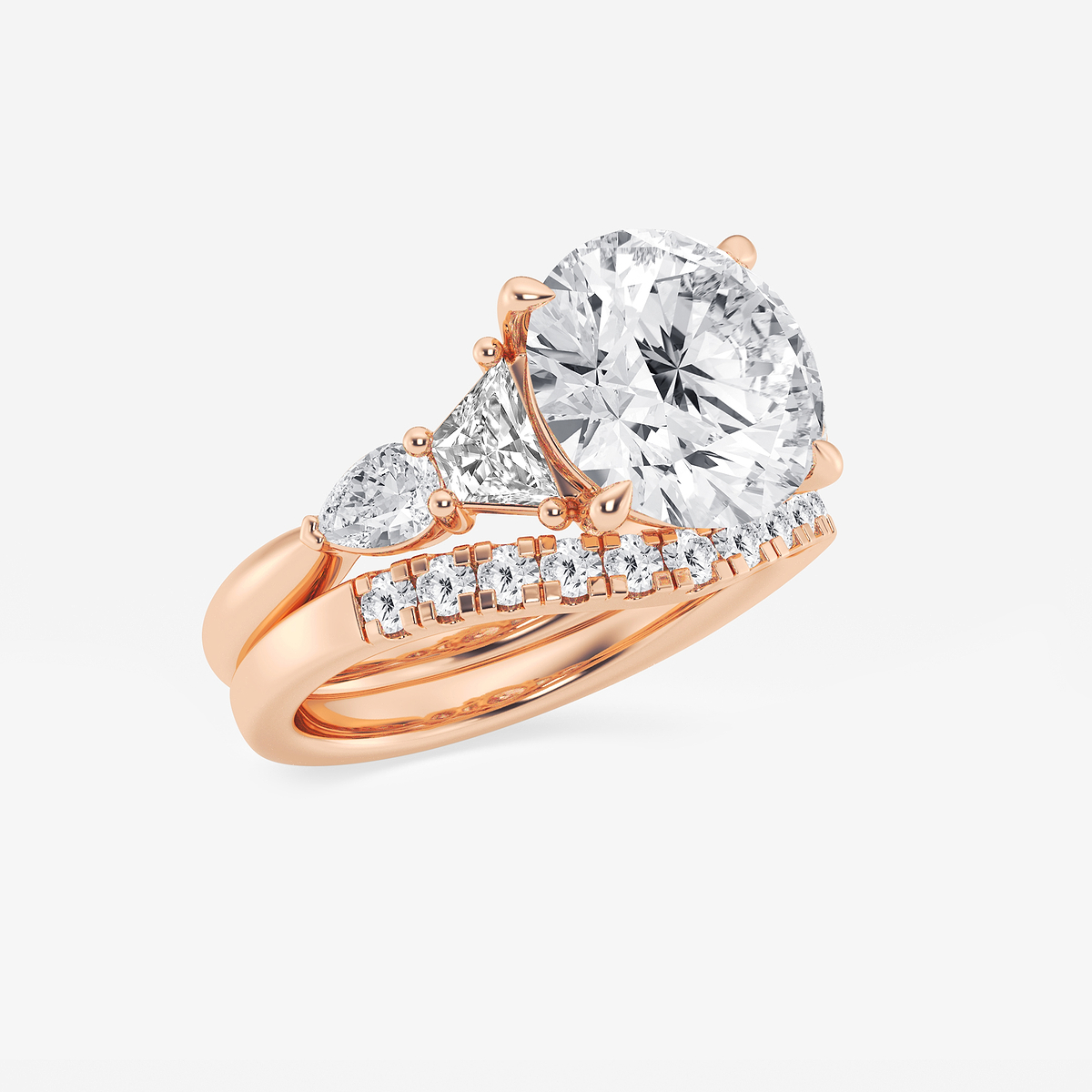 Additional Image 1 for  6 1/4 ctw Round Lab Grown Diamond Trapezoid and Pear Side Stone Bridal Set