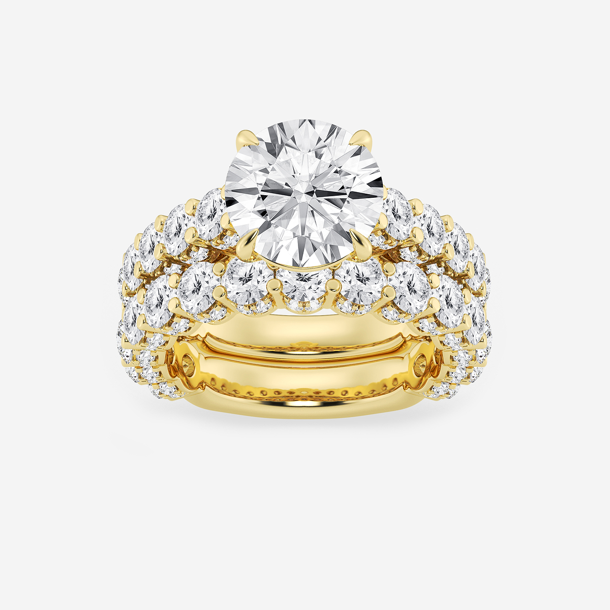 Union 2/3 ctw Round Lab Grown Diamond Bridal Set 14K Yellow Gold, F, VS2