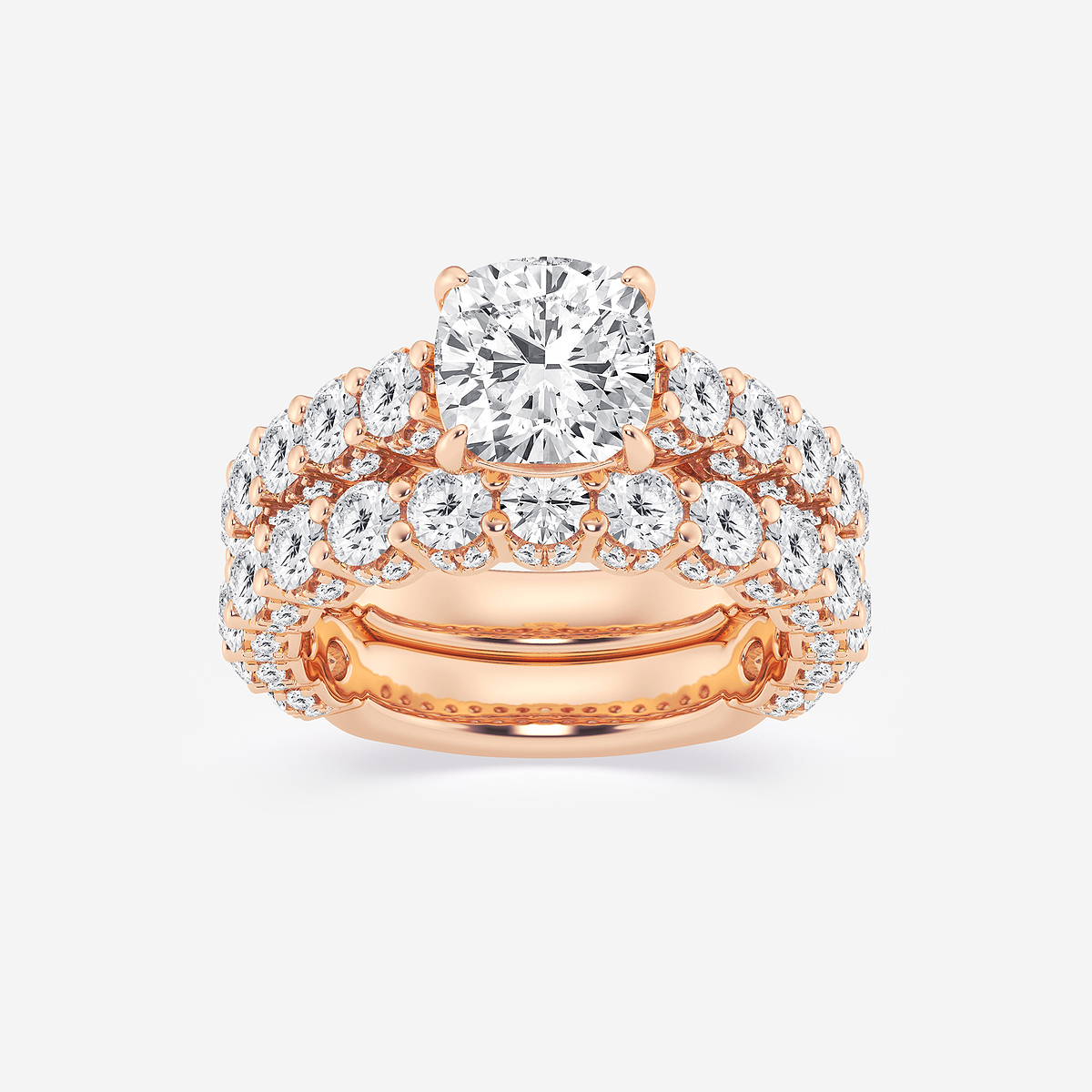 5 2/3 ctw Cushion Lab Grown Diamond Bridal Set
