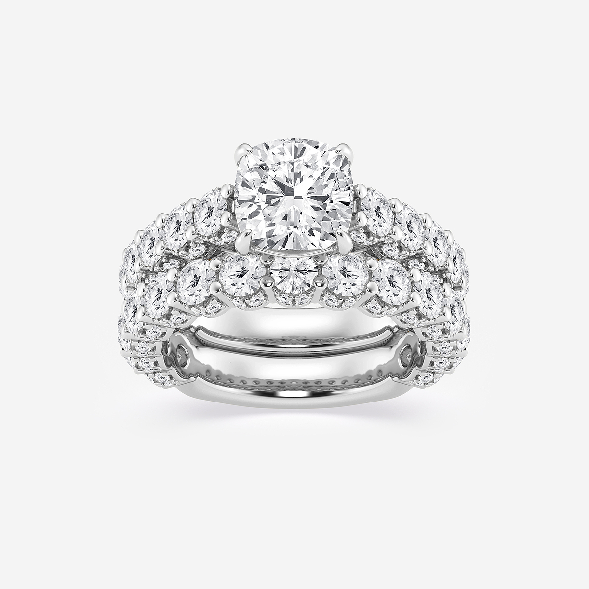 5 2/3 ctw Cushion Lab Grown Diamond Bridal Set
