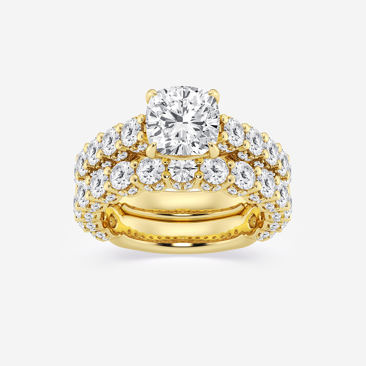 5 2/3 ctw Cushion Lab Grown Diamond Bridal Set