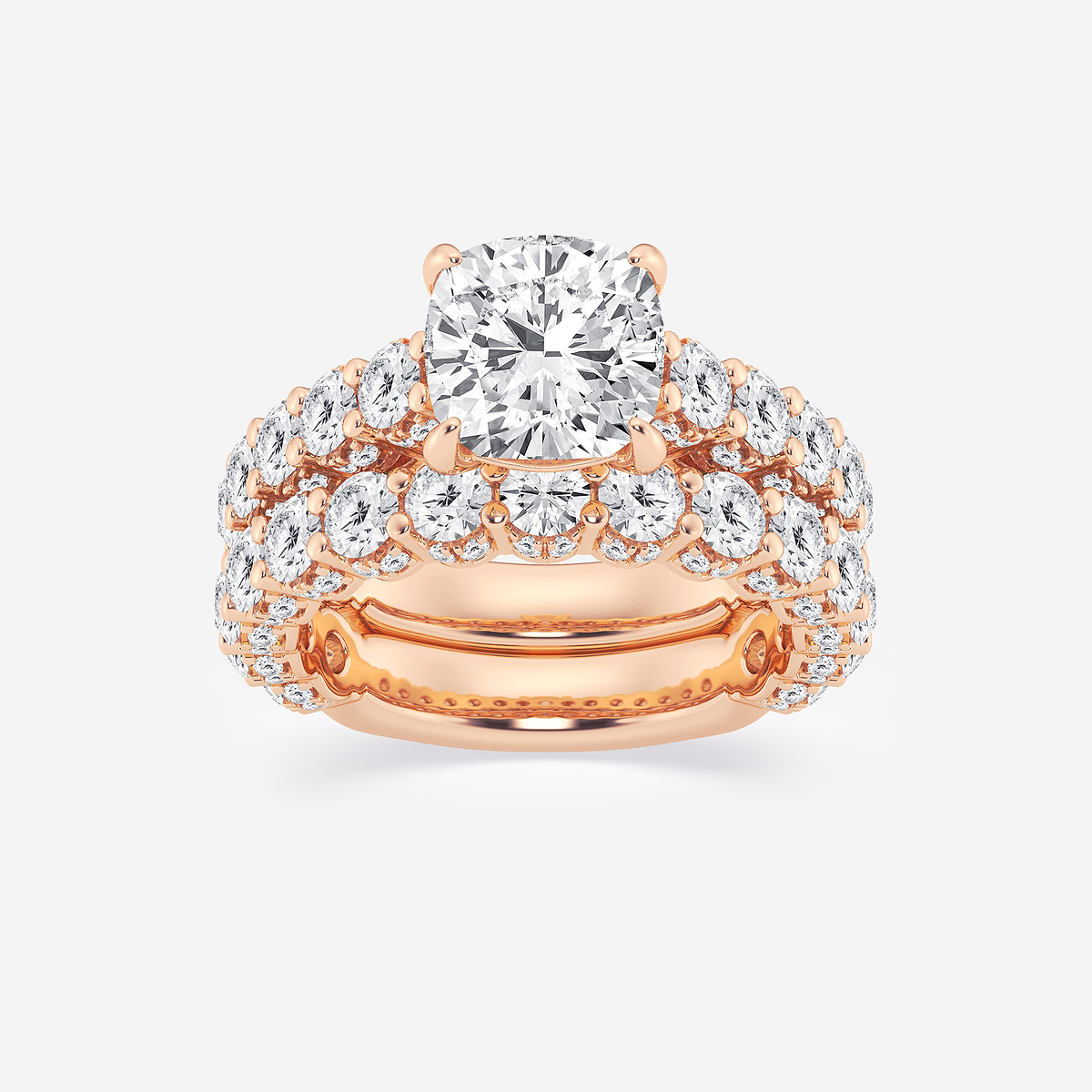 6 1/6 ctw Cushion Lab Grown Diamond Bridal Set