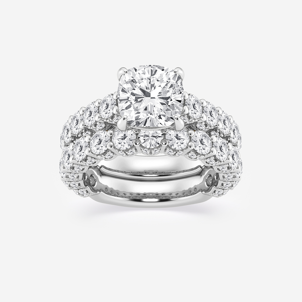 6 1/6 ctw Cushion Lab Grown Diamond Bridal Set