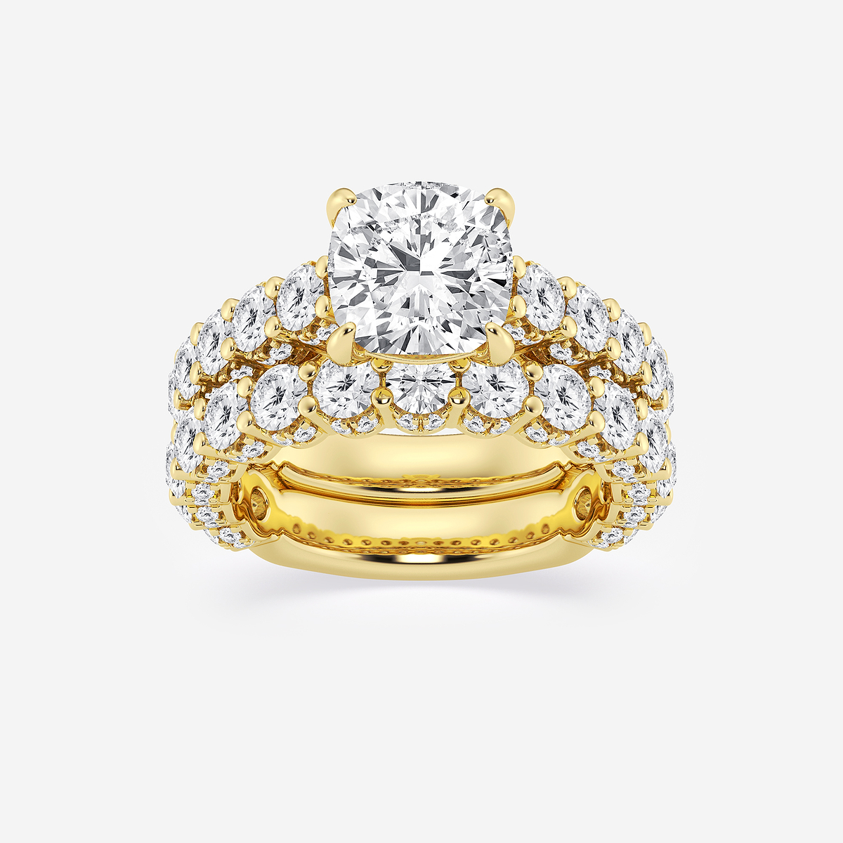 6 1/6 ctw Cushion Lab Grown Diamond Bridal Set