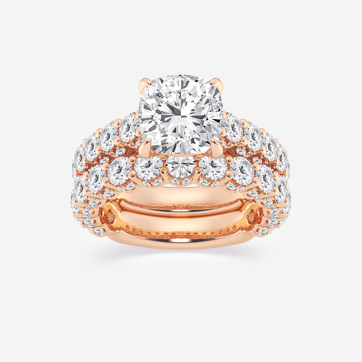 6 2/3 ctw Cushion Lab Grown Diamond Bridal Set
