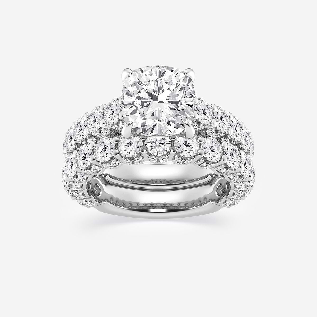 6 2/3 ctw Cushion Lab Grown Diamond Bridal Set 14K White Gold, FG, VS2+