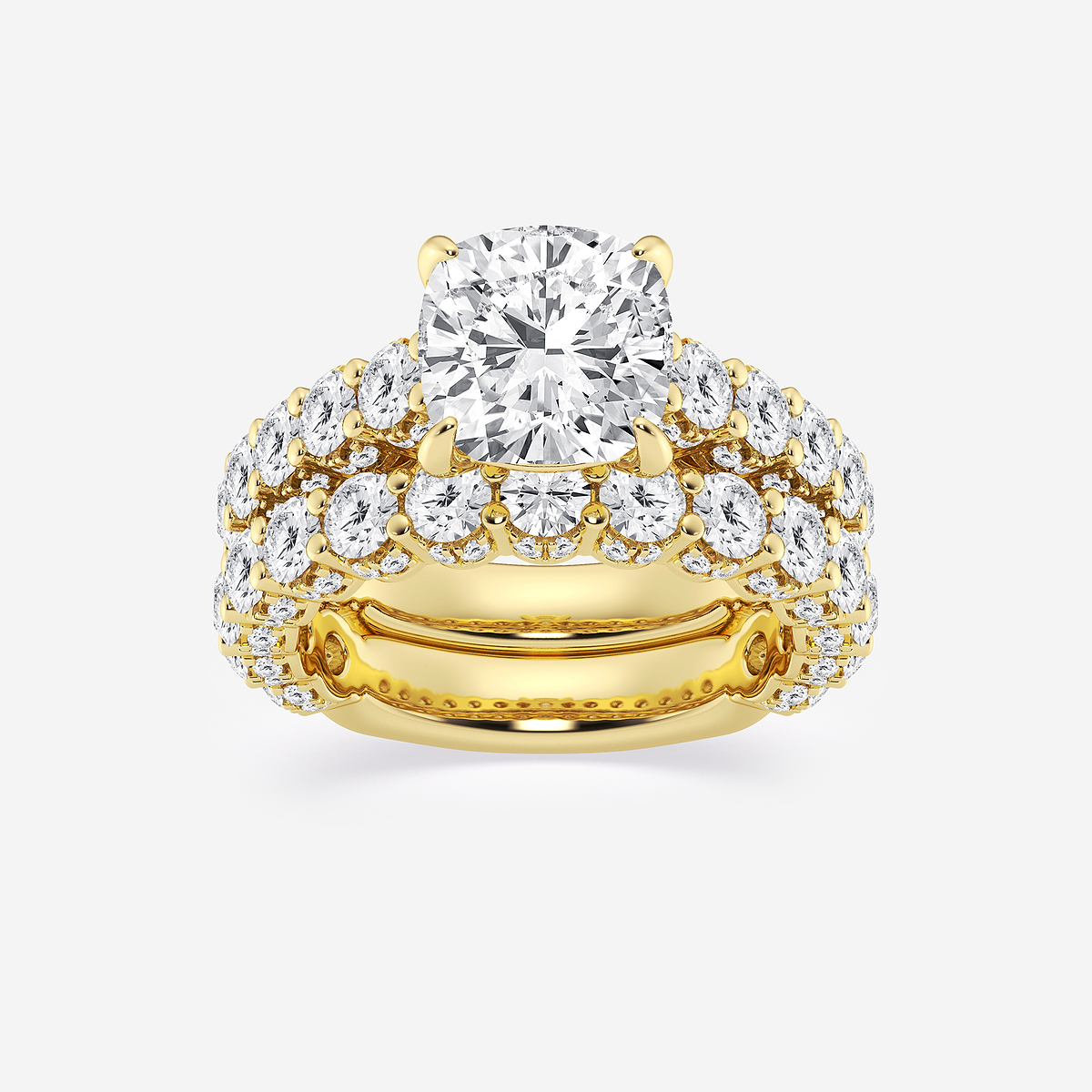6 2/3 ctw Cushion Lab Grown Diamond Bridal Set