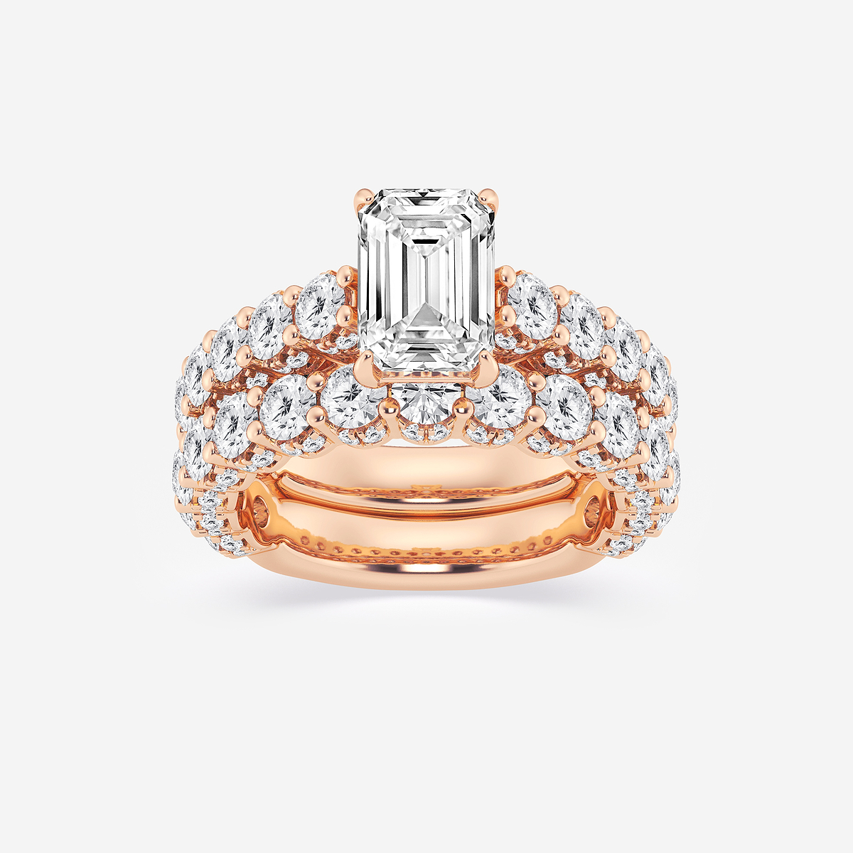 5 2/3 ctw Emerald Lab Grown Diamond Bridal Set