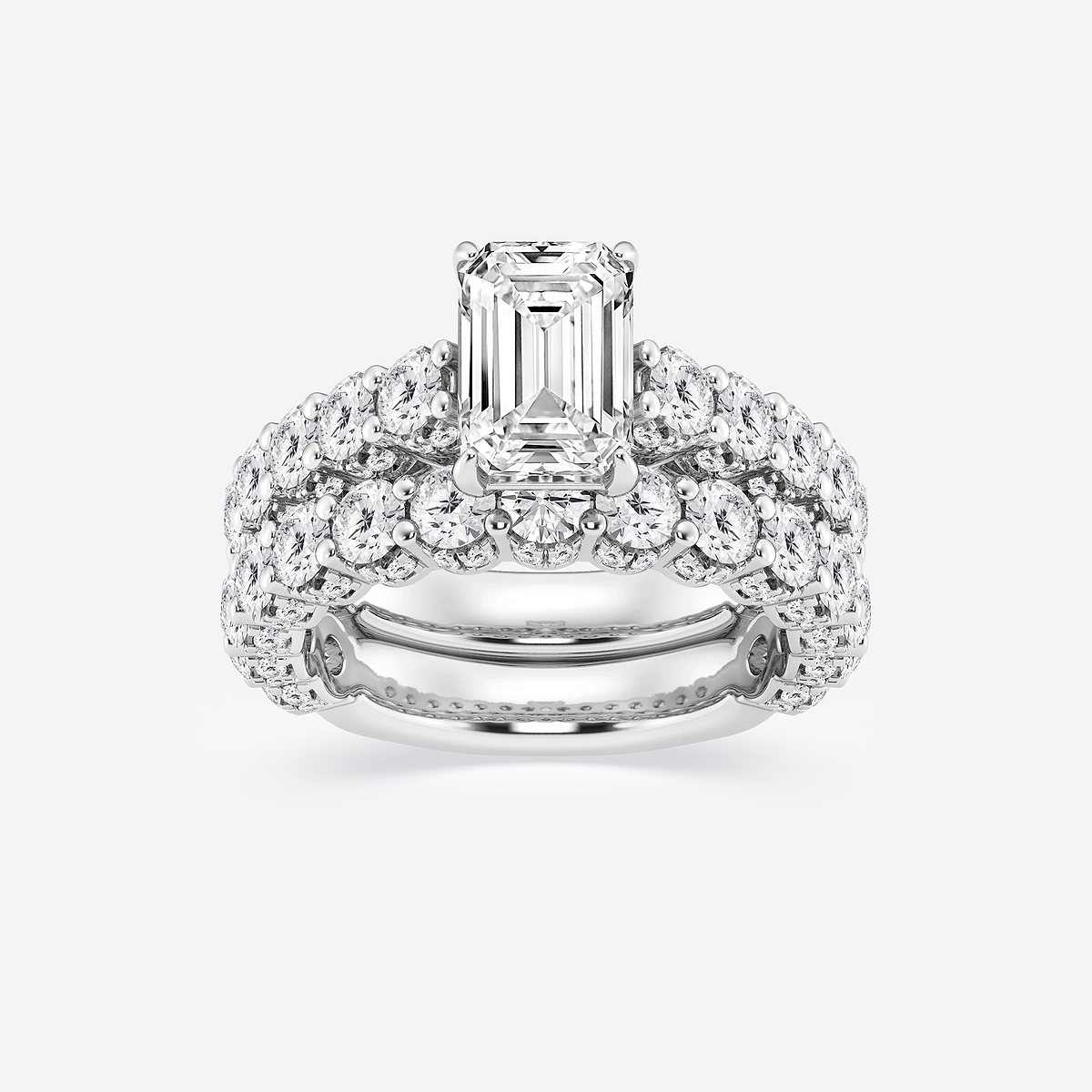 5 2/3 ctw Emerald Lab Grown Diamond Bridal Set