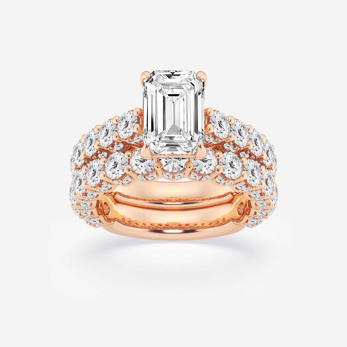 6 1/6 ctw Emerald Lab Grown Diamond Bridal Set
