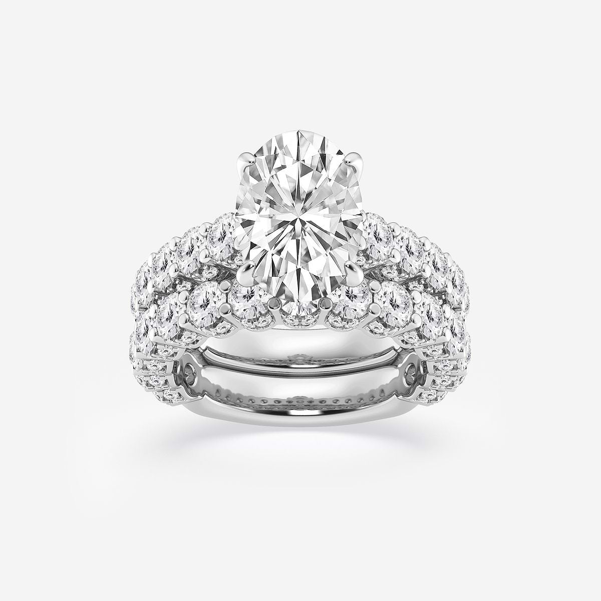 6 2/3 ctw Oval Lab Grown Diamond Bridal Set 14K White Gold, E, VS1
