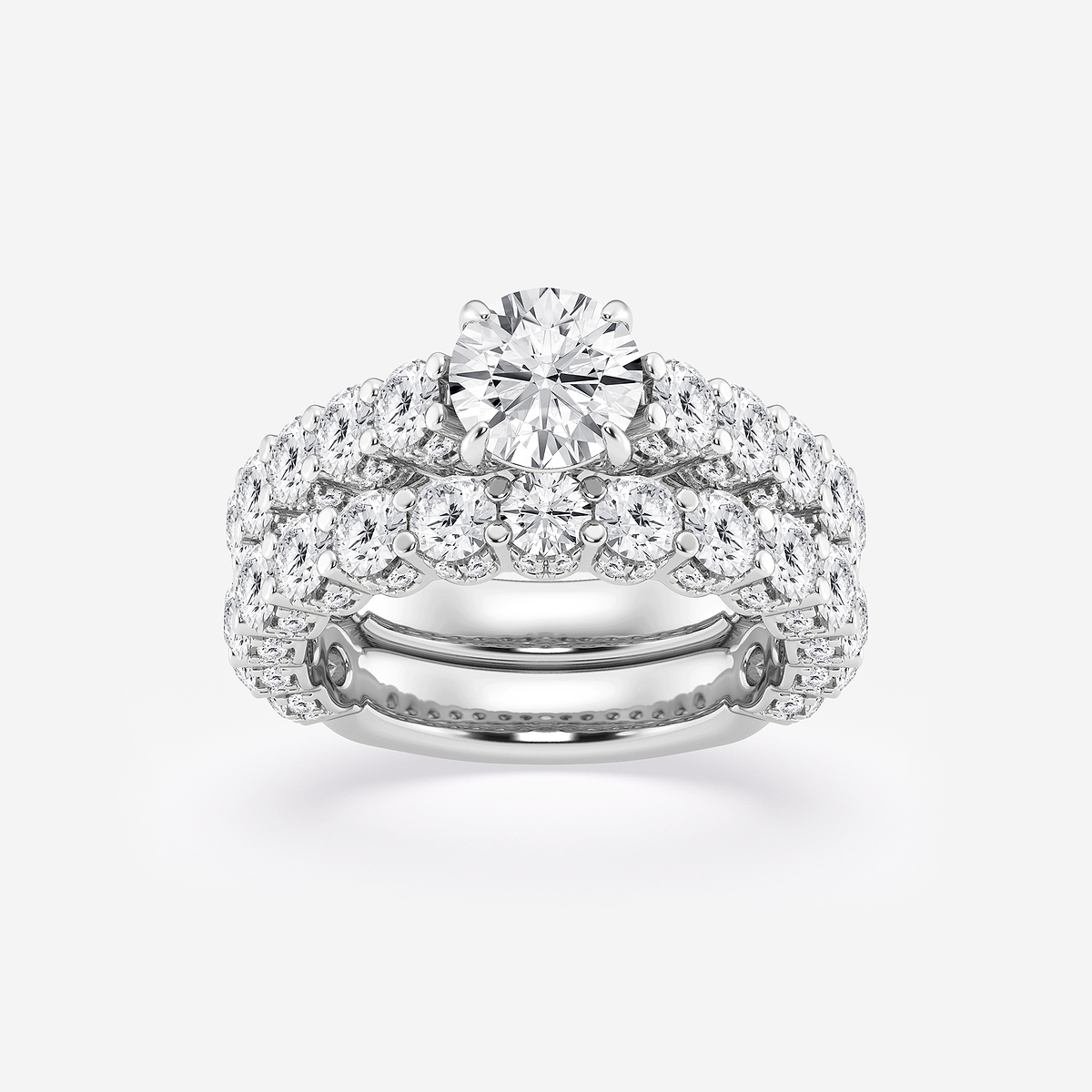 4 2/3 ctw Round Lab Grown Diamond Bridal Set 14K White Gold, E, VS1