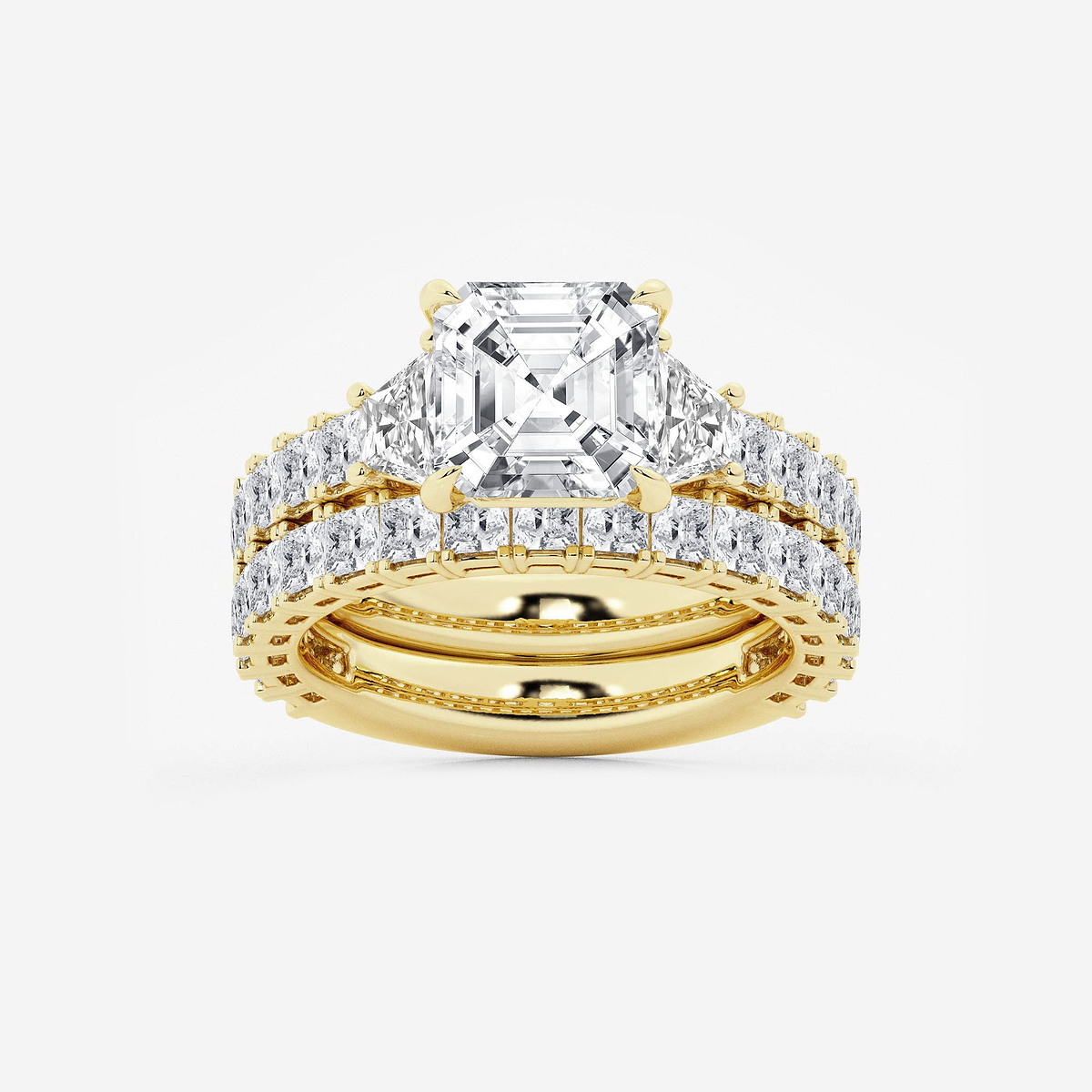 6 1/4 ctw Asscher Lab Grown Diamond Bridal Set