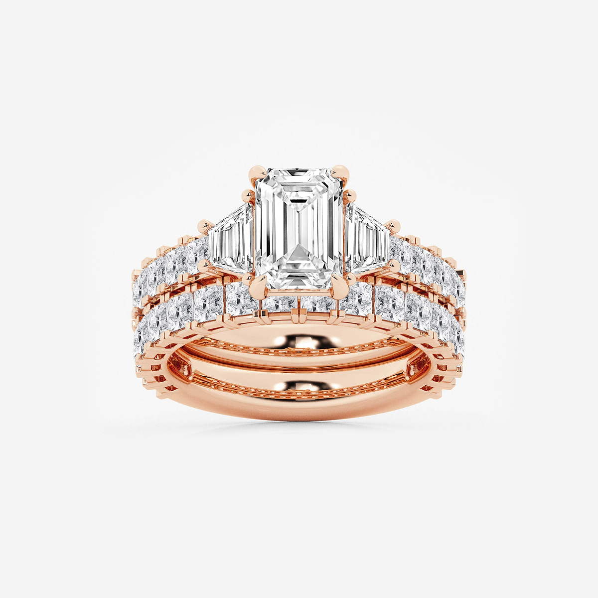 5 1/4 ctw Emerald Lab Grown Diamond Bridal Set