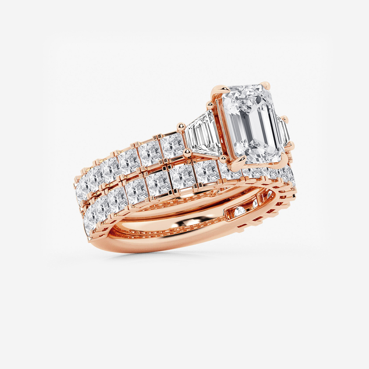 Additional Image 1 for  5 1/4 ctw Emerald Lab Grown Diamond Bridal Set