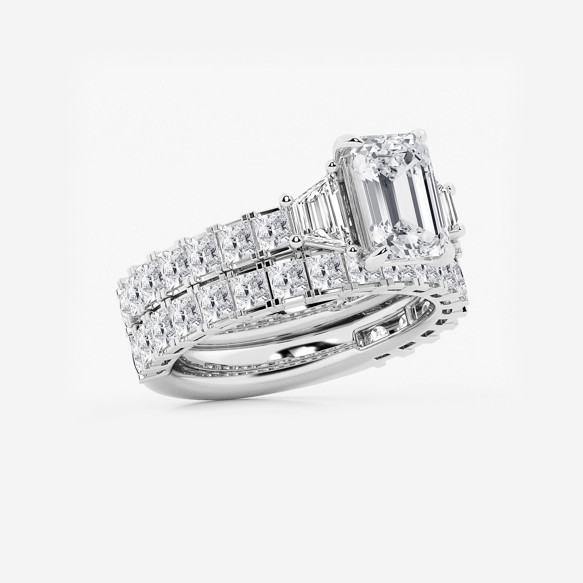 Additional Image 1 for  5 1/4 ctw Emerald Lab Grown Diamond Bridal Set