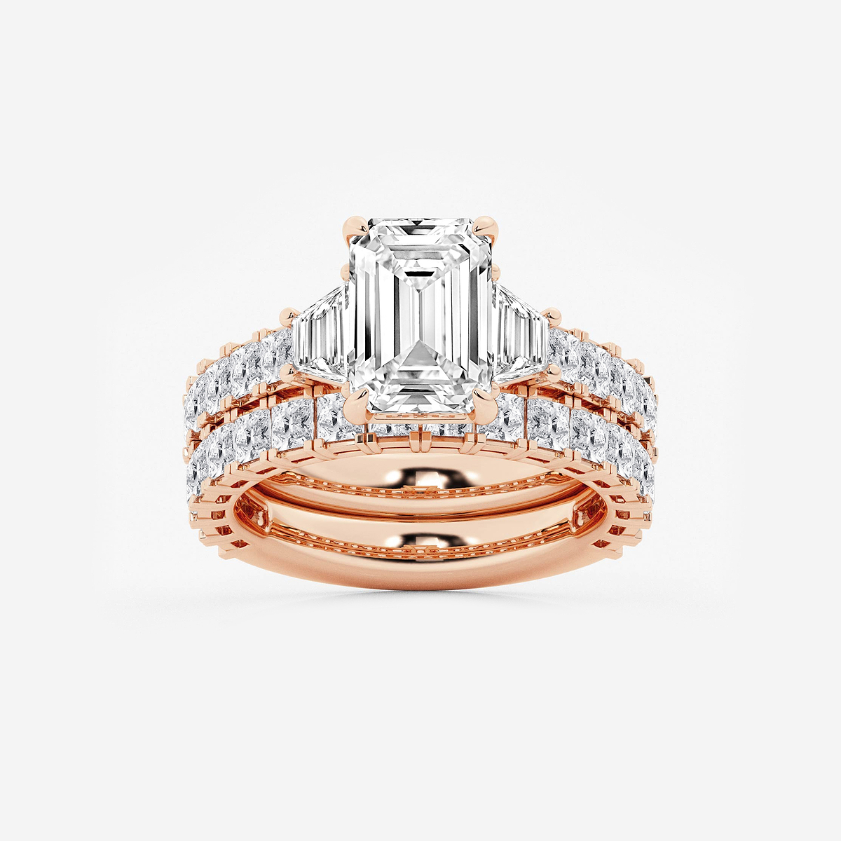 6 1/4 ctw Emerald Lab Grown Diamond Bridal Set