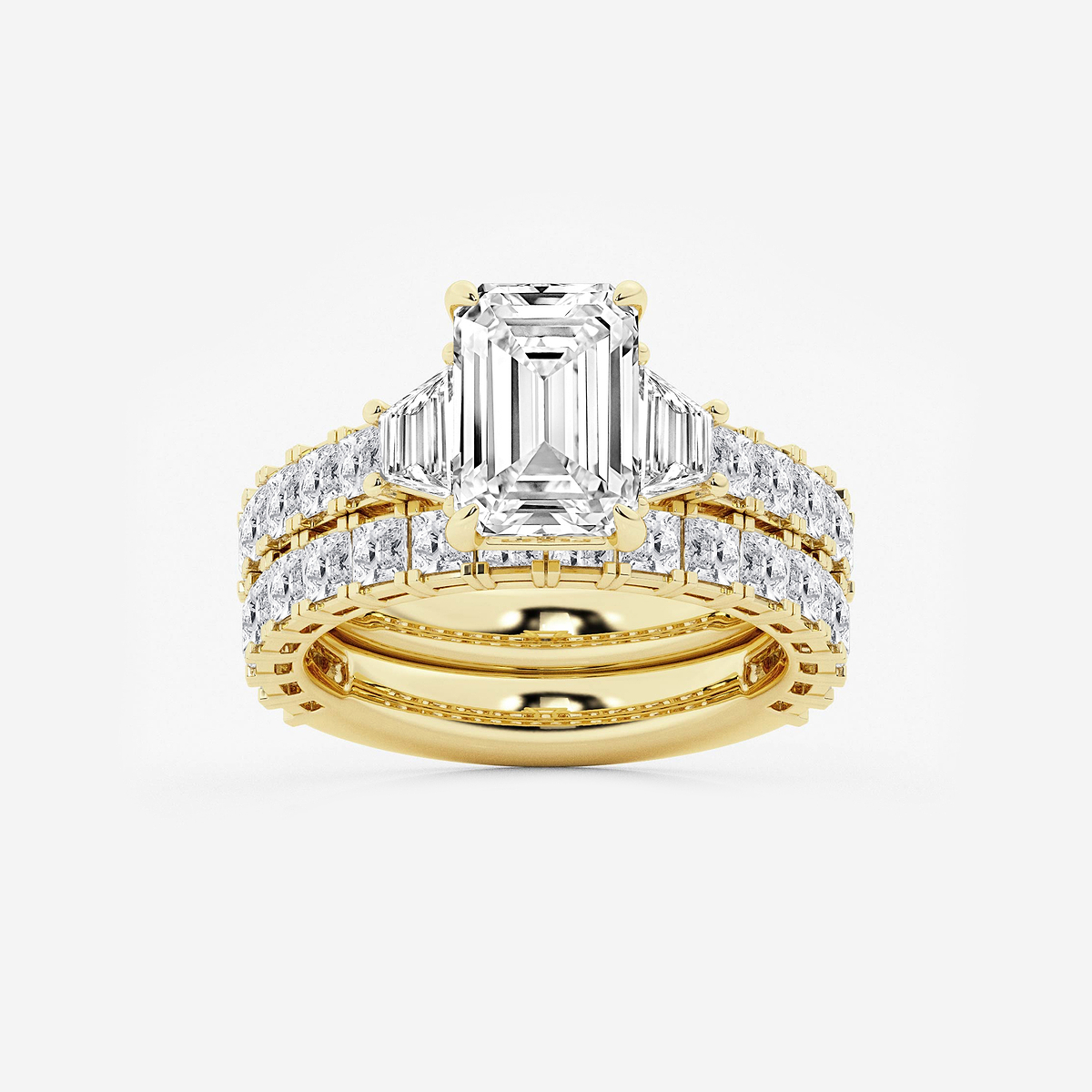 6 1/4 ctw Emerald Lab Grown Diamond Bridal Set