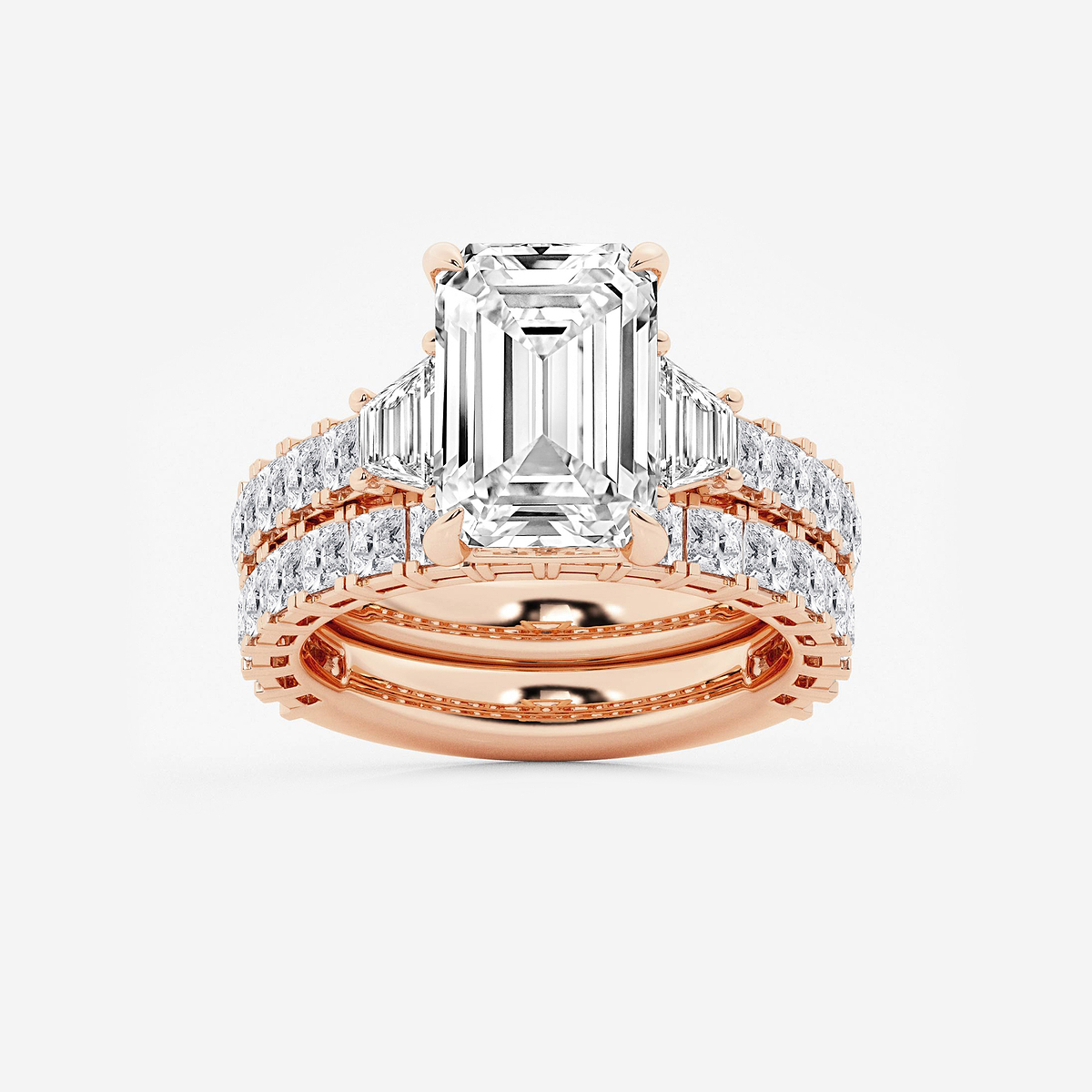 8 1/4 ctw Emerald Lab Grown Diamond Bridal Set