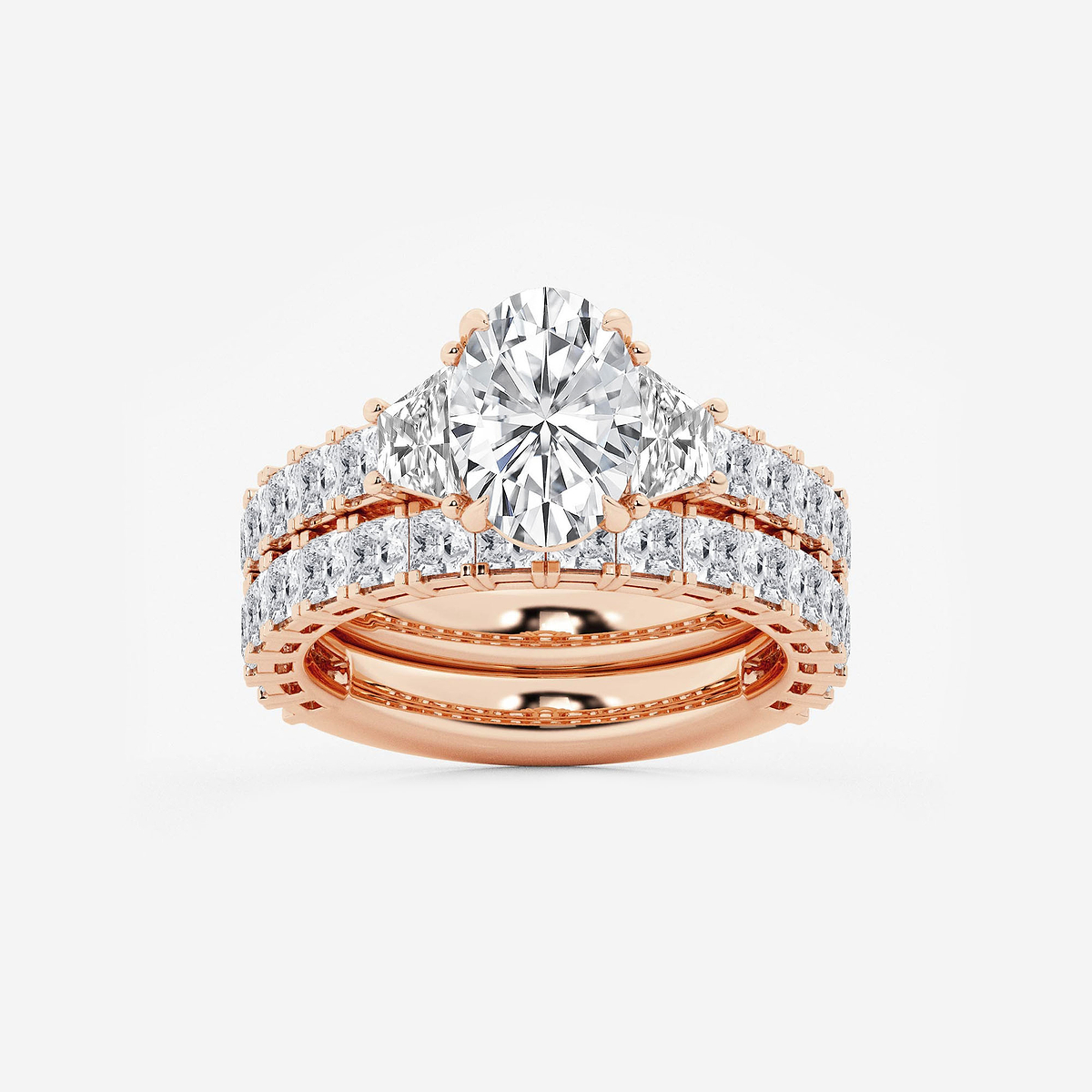 5 1/4 ctw Oval Lab Grown Diamond Bridal Set