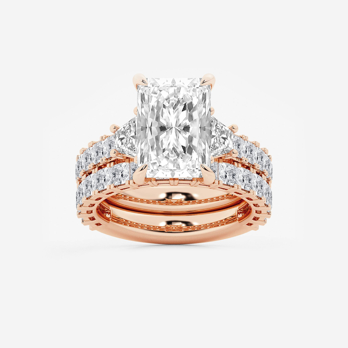 8 1/4 ctw Radiant Lab Grown Diamond Bridal Set