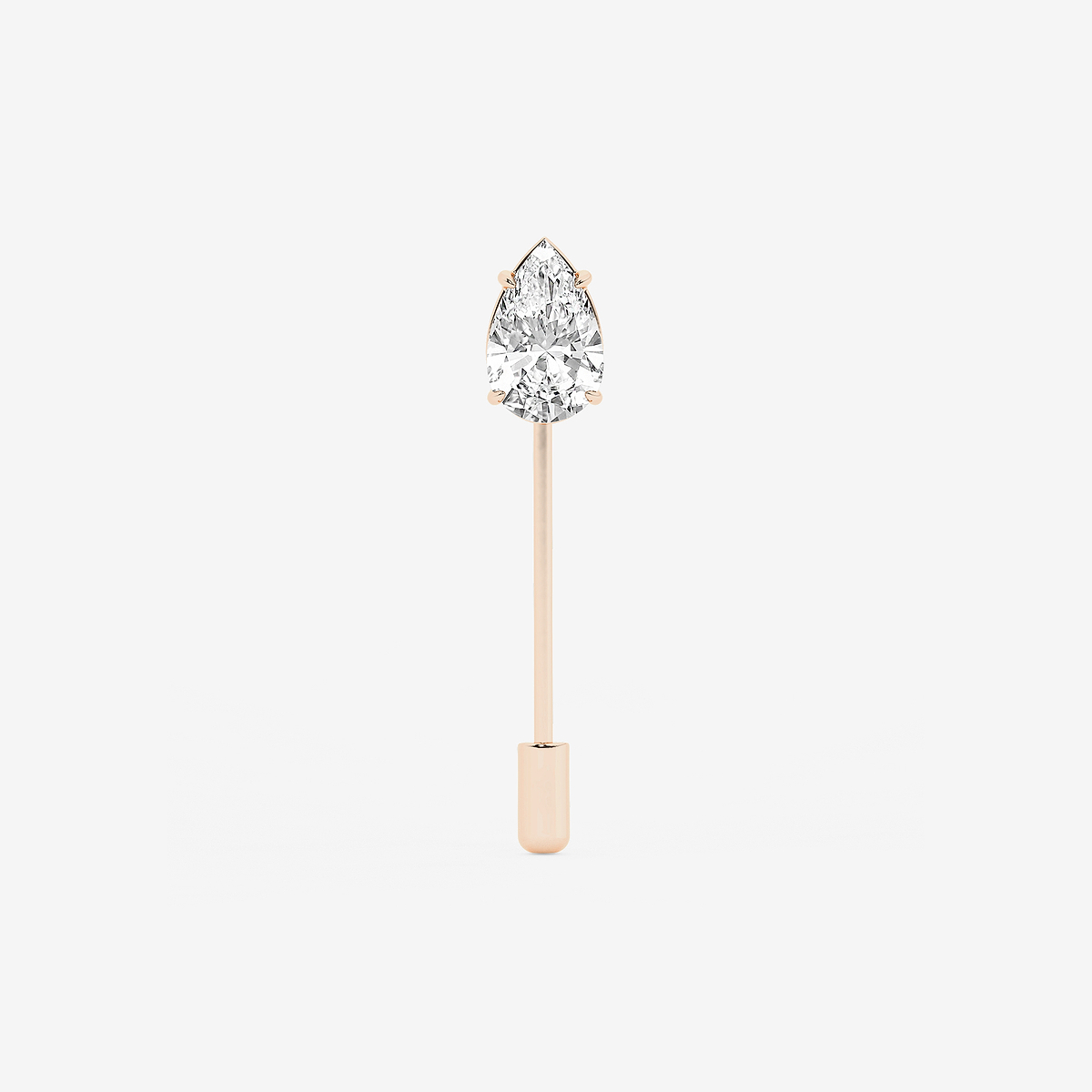 5 ctw Pear Lab Grown Diamond Solitaire Lapel Pin