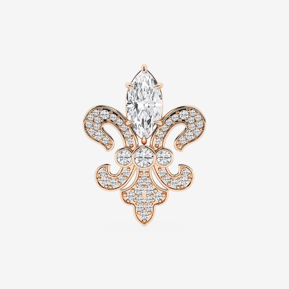 5 ctw Marquise Lab Grown Diamond Fleur Des Lis Pin
