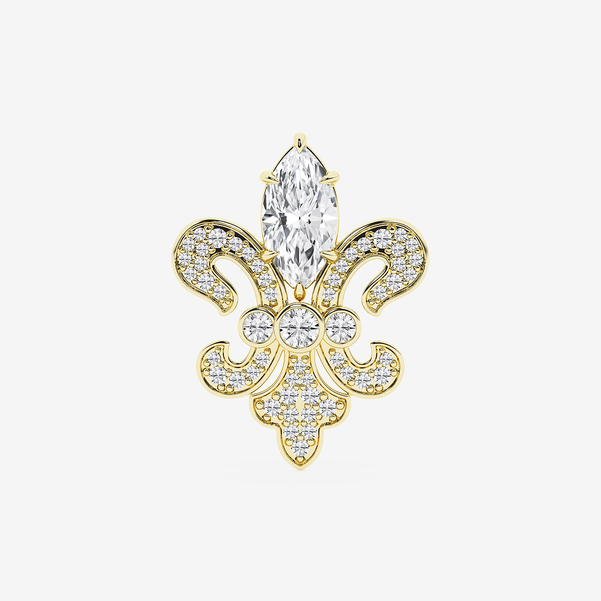 5 ctw Marquise Lab Grown Diamond Fleur Des Lis Pin