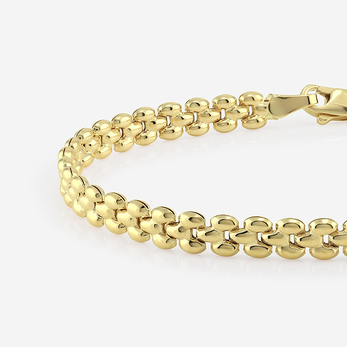 Plain Gold Three Row Oval Bead Chain Bracelet - Grownbrilliance